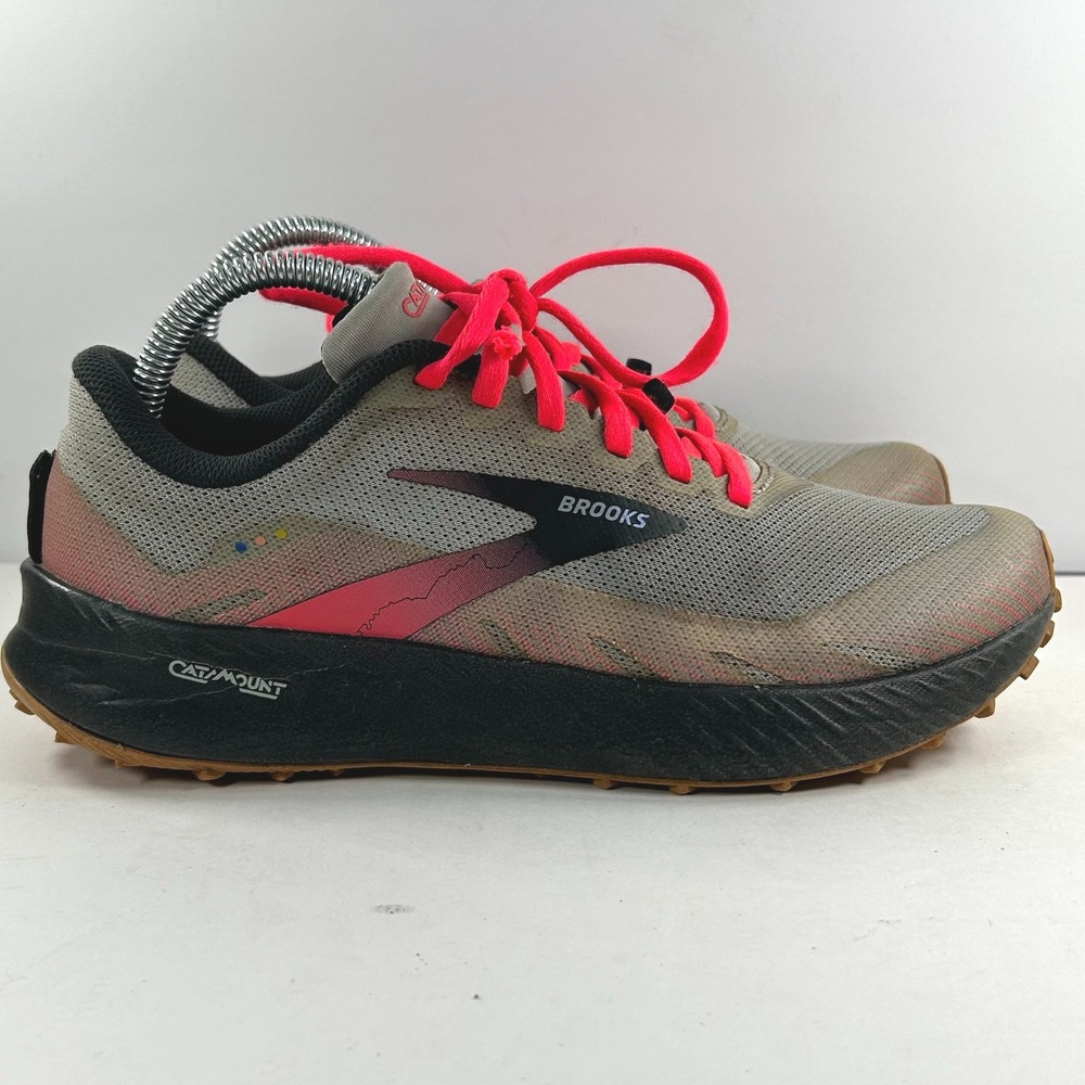 Brooks Catamount Trail Running Shoes Grey Pink Womens 8.5 1203391B030